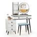 Vanity Table Set with 3-Color Lighted Mirror and Cushioned Stool - 31.5" x 15.5" x 51" (L x W x H)