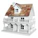 11" White and Brown 3-Story Cottage Outdoor Garden Birdhouse