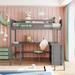 Wooden Full Size Loft Bed with Shelves and Desk - Space-Saving and Multi-Functional Note: Mattress not included