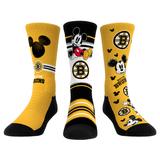 Unisex Rock Em Socks Mickey Mouse Gold Boston Bruins Three-Pack Crew Set