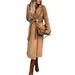 Women Fleece Warm Coat Belt Long Sleeves Jacket Lapel Outwear Long Overcoat