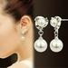 Naierhg Ear Rings Dangle Exquisite Eye-catching 2 Colors Imitation Pearl Tassel Earrings Dangle for Banquet