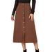 iOPQO Winter Dresses for Women 2024 Skirts for Women Womens Fall Fashion 2022 Women s Long Skirt High Waist Skirt Corduroy Hip Wrap Single Breasted Slim Fit Skirt Autumn And Winter Skirt Brown L