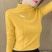 PIKADINGNIS Spring Autumn Womens Blouse Korean Style Solid Color Turtleneck Blouses Female Fashion Button Shirt Tops Woman