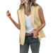 iOPQO cardigan for women Womens Vest Coat Casual Blazers Open Front Sleeveless Work Office Jackets Blazers Women s Blazers Beige L