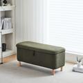 Latitude Run® Dayvian 39.3" Storage Ottoman Bench for End of Bed Faux Fur/Fur in Green | 19.3 H x 39.3 W x 15.7 D in | Wayfair