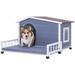 Tucker Murphy Pet™ Debuono Blue Wood Igloo Style Dog House Wood House in Brown/Gray/Indigo | 28 H x 40 W x 47 D in | Wayfair