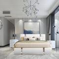 Wrought Studio™ Drelin Queen Upholstered 3 Piece Bedroom Set Upholstered in Brown/White | 38 H x 62.5 W x 88.5 D in | Wayfair