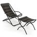 Arlmont & Co. Anzaldua Folding Deck Chair Metal in Black/Gray | 31 H x 25.5 W x 42 D in | Wayfair CB8B8538A3944A7590DEB84958E47264