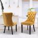 House of Hampton® Friedrun Velvet Dining Chair Tufted Dining Room Chair w/ Solid Wood Leg Wood/Upholstered/Velvet in Black/Yellow | Wayfair