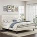 Mercer41 Mandipa Faux Leather Bed w/ Diamond Tufted Headboard Upholstered/Faux leather in White | 45.7 H x 55 W x 77.2 D in | Wayfair