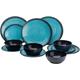 Xtremeauto 12pc Dinner Set Plates and Bowls Set - Dinnerware Sets Melamine Bowl, Plate Crockery Plate Set Dining Tableware Dishes, Dishwasher Safe Set Caravan (Granite Aqua 12pc Set)