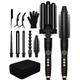 Thermal Brush, Curling Wand Set, 6 in 1 Curling Tongs with [Storage Box], LCD Display, 3 Barrel Hair Waver, Curling Iron 9mm-32mm, Thermal Brush & Curling Brush, Hair Curler for All Hair Styling