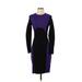 Michael Kors Casual Dress - Sheath Crew Neck 3/4 sleeves: Purple Print Dresses - Women's Size 2