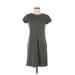 Gap Casual Dress - Shift Crew Neck Short sleeves: Green Solid Dresses - Women's Size X-Small Petite