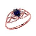 0.35ct Sapphire Elegant Beaded Twisted Rope Gemstone Ring in 9ct Rose Gold