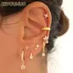 EllYOUNUO-Boucles d'oreilles créoles plaquées or pour femmes Boucles d'oreilles à tige CZ Bijoux