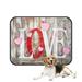ECZJNT Love Word Pink Hearts White Red Letters Wooden Planks Pet Dog Cat Bed Pee Pads Mat Cushion Potty Dogsblankets Crate Bed Kennel 20x24 inch