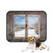 ECZJNT Snowy Winter Landscape Old Rustic Wooden Window Pet Dog Cat Bed Pee Pads Mat Cushion Potty Dogsblankets Crate Bed Kennel 25x30 inch
