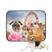 PKQWTM Pink Cotton Candy Amusement Park Three Funny Dogs Pet Dog Cat Bed Pee Pads Mat Cushion Potty Dogsblankets Crate Bed Kennel 14x18 inch