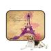 ABPHQTO Elegance Ink Splash Of Eiffel Tower And Calligraphy Pet Dog Cat Bed Pee Pads Mat Cushion Potty Dogs Blankets Crate Bed Kennel 36x48 inch