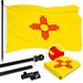 G128 Combo Pack: 5 Ft Tangle Free Aluminum Spinning Flagpole (Black) & New Mexico NM State Flag 2.5x4 Ft ToughWeave Series Embroidered 300D Polyester | Pole with Flag Included