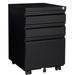 3 Drawer Black File Cabinet with Lock and Wheels Metal Rolling Filing Cabinet for Home Office Under Desk with Pencil Drawer Hanging File Frame for Legal Letter A4 File Fully Assembled Except Wheels