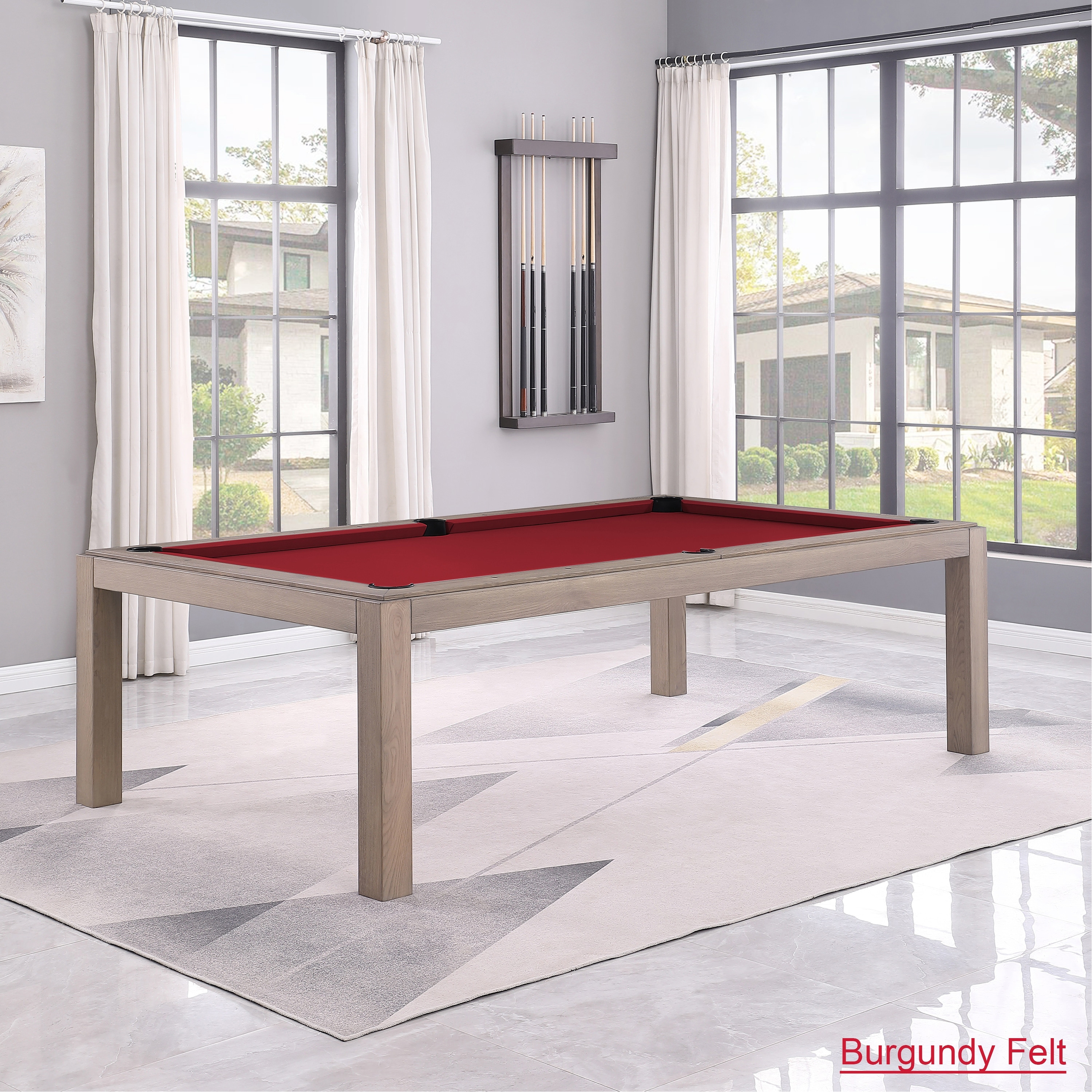 Olivia GreyWash Ash 8ft Billiard Slate Pool Table with dining top