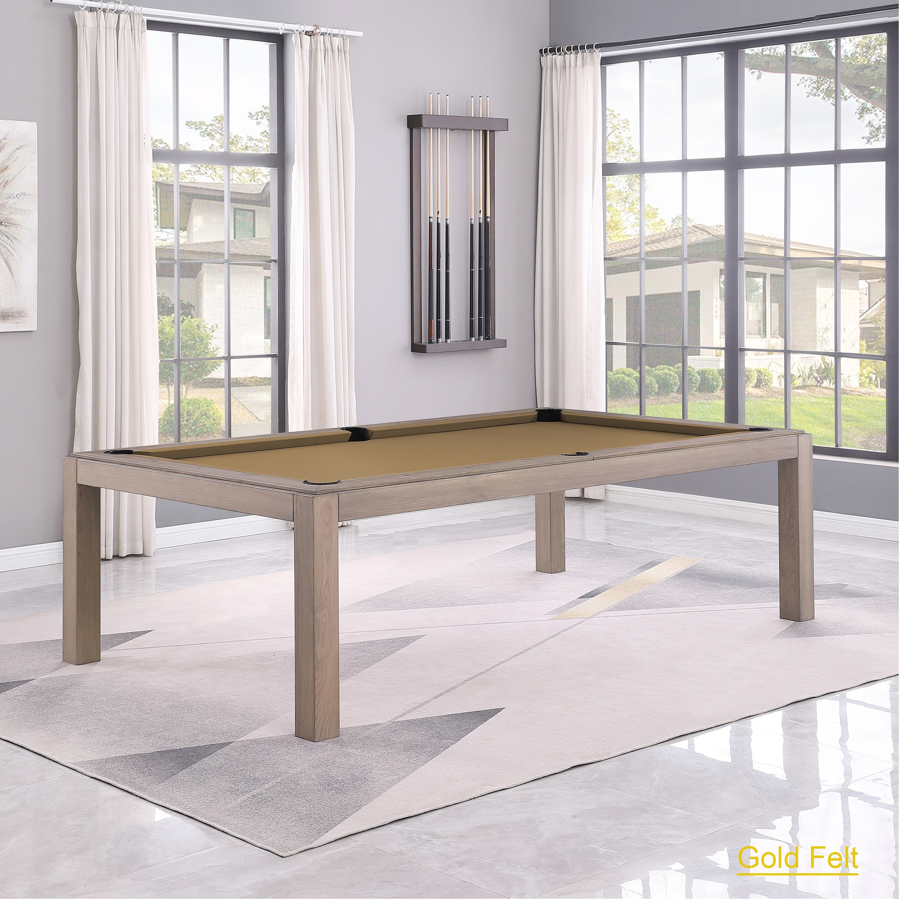 Olivia GreyWash Ash 7ft Billiard Slate Pool Table with dining top