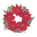 Poinsettia Flower Pine Wreath 24.5"D - Green