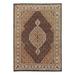 Canvello Fine Hand Knotted Silk & wool Tabriz - 4'9'' X 6'11'' - Black / White / Beige / Brown