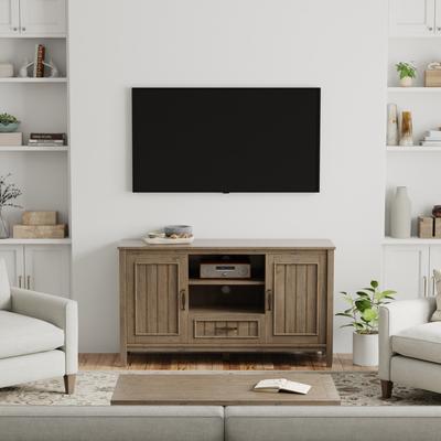 WYNDENHALL Rowan SOLID WOOD 53 inch Wide Contemporary TV Media Stand in Smoky Brown For TVs up to 60 inches