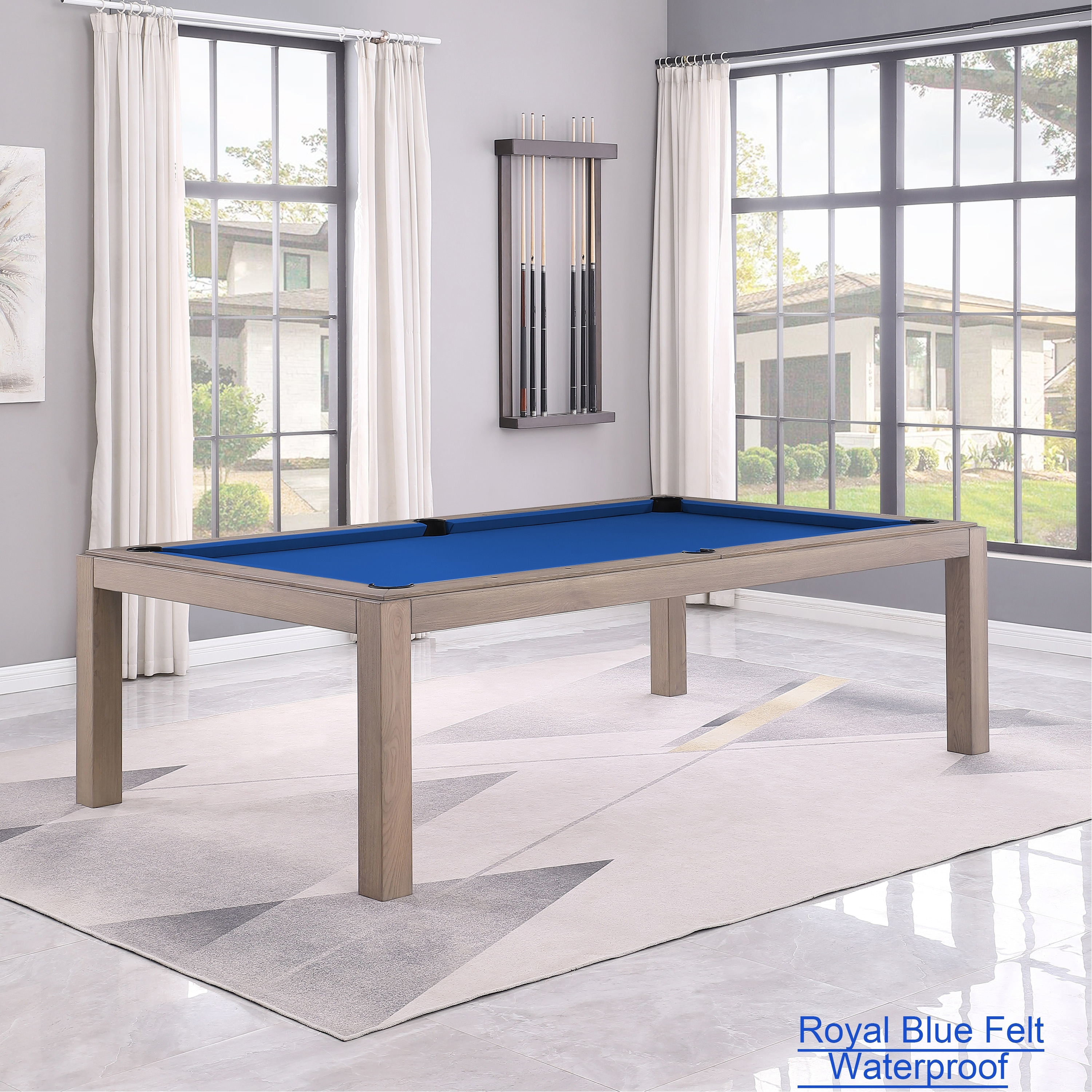 Olivia GreyWash Ash 7ft Billiard Slate Pool Table with dining top
