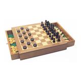 House of Marbles Wooden Chess & Checkers Set Wood in Brown | 3 H x 12.25 W x 13.25 D in | Wayfair HM255559