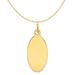 Carat in Karats 14K Yellow Gold Plain .013 Gauge Engravable Elliptical Disc Pendant Charm (30mm x 12mm) With 10K Yellow Gold Lightweight Rope Chain Necklace 18