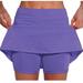 FAKKDUK Flowy Athletic Shorts for Women Running Girls Two Piece Pleated Quick-Drying Comfy Shorts Ladies Tennis Skirt Sports Skirt Shorts Womens Skirt Shorts for Summer Casual S&Purple