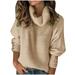 YFPWM Womens Clothes Clearance Sale Autumn Winter Women s Casual Turtleneck Pullover Blouse Knit Long Sleeve Solid Tops Sweaters Khaki S