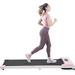 2-in-1 Under Desk Electric Treadmill 2.5HP Walking Jogging Running Machine Fitness Equipment with Bluetooth APP and speaker Remote Control and Display for Home Gym Office Pink