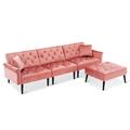 Pink Reclining Sectional - House of Hampton® Giancontieri 6 - Piece Upholstered Reclining Sectional Velvet, | 29.9 H x 100.7 W x 32 D in | Wayfair