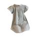 Tosmy Girls Clothes Summer Embroidered Small Neckline Doll Dress Princess Dress Back Button Design Kids Casual Dresses