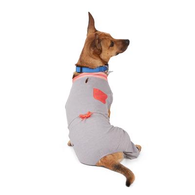 YOULY Grey Pocket Pajama for Dogs, X-Large, Grey / Orange