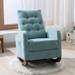 Velvet Rocking Chair with Side Pocket, Comfy Accent Chair with High Back, Upholstered Nursery Rocking Lounge Chair