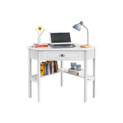 Yaheetech Schreibtisch Ecktisch Platzsparender Computertisch mit Schublade und Regalen Image
