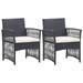 vidaXL Patio Chairs 2 Pcs Outdoor Patio Dining Chair with Cushions Poly Rattan