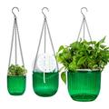 QCQHDU 3-Pack Hanging Planters for Indoor Plants Plant Hanger Holders with Drainage Hole and Chain Plastic Hanging Flower Pot with 3 Hooks for Indoor Outdoor Garden Home Patio Decor (Green)