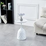 End Table Accent Table Ideal for Any Room-Side Table Living Room Side Tables Bedroom Side Table Waterproof Metal Structure Great for Indoor & Outdoor White Tray Surface