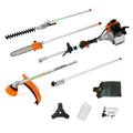 5-1 Combo Garden Trimmer Tools Set with Gas Pole Saw Grass Trimmer Hedge Trimmer Brush Cutter and Extension Pole Multi-Functional Trimming Tools Pruning Tools for Tree Bush Lawn Weeds EPA Complian