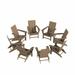 WestinTrends Ashore Adirondack Chairs Set of 8 All Weather Poly Lumber Folding Outdoor Patio Chairs Modern Farmhouse Plastic Garden Lawn Deck Fire Pit Chairs Weathered Wood