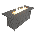 57in Outdoor Gas Propane Fire Pits Table Aluminum 50000BTU Firepit Fireplace Dinning Table with Lid Fire Glass Retangular ETL Certification for Garden Backyard Deck Patio-Mocha