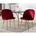 Guyou Modern Dining Chairs Set of 2 Velvet Upholstered Side Chair with Back and Gold Metal Legs for Living Room Dining Room Bedroom Kitchen Wine Red